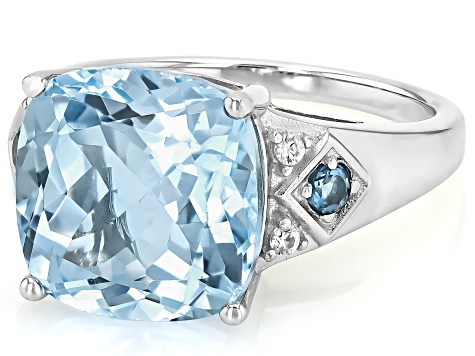 Sky Blue Topaz Rhodium Over Sterling Silver Ring 7.85ctw