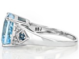 Sky Blue Topaz Rhodium Over Sterling Silver Ring 7.85ctw