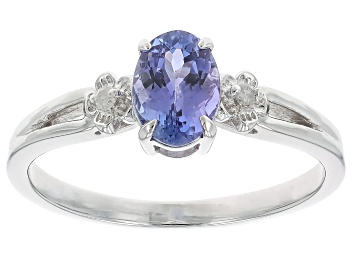 Picture of Blue Tanzanite Rhodium Over Sterling Silver Ring 0.69ctw