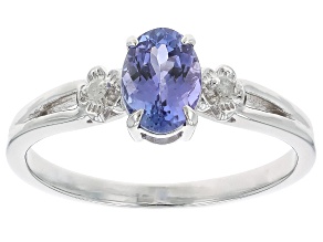 Blue Tanzanite Rhodium Over Sterling Silver Ring 0.69ctw
