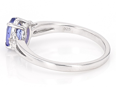 Blue Tanzanite Rhodium Over Sterling Silver Ring 0.69ctw