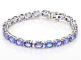Blue Tanzanite Rhodium Over Sterling Silver Tennis Bracelet 16.32ctw