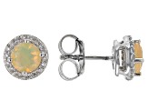 White Ethiopian Opal Rhodium Over Sterling Silver Earrings 0.16ctw