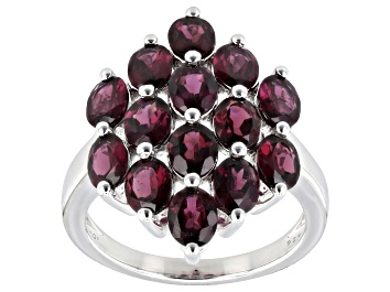 Picture of Raspberry Rhodolite Rhodium Over Sterling Silver Ring 5.67ctw