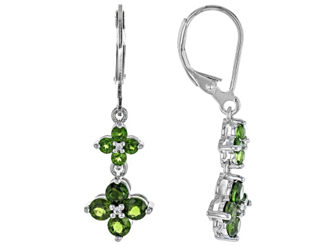 Green Chrome Diopside Rhodium Over Sterling Silver Earrings 1.73ctw