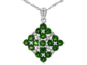 Green Chrome Diopside Rhodium Over Sterling Silver Pendant With Chain 2.14ctw