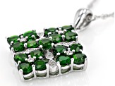 Green Chrome Diopside Rhodium Over Sterling Silver Pendant With Chain 2.14ctw