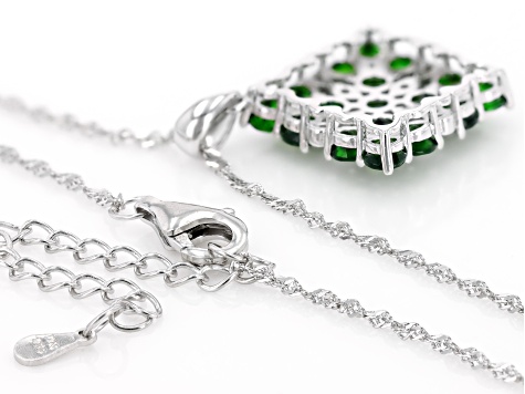 Green Chrome Diopside Rhodium Over Sterling Silver Pendant With Chain 2.14ctw