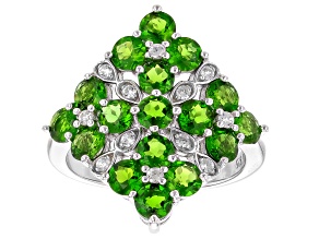 Green Chrome Diopside Rhodium Over Sterling Silver Ring 2.14ctw