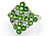 Green Chrome Diopside Rhodium Over Sterling Silver Ring 2.14ctw