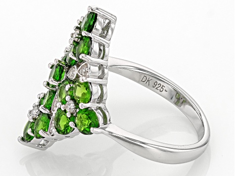 Green Chrome Diopside Rhodium Over Sterling Silver Ring 2.14ctw