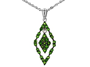 Green Chrome Diopside Rhodium Over Sterling Silver Pendant with Chain 1.25ctw