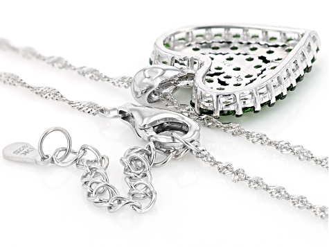Chrome Diopside Rhodium Over Sterling Silver Pendant with Chain 