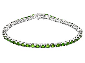 Green Chrome Diopside Rhodium Over Sterling Silver Tennis Bracelet 7.99ctw