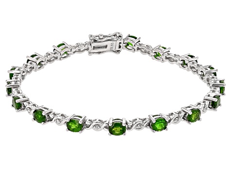 Chrome Diopside Rhodium Over Sterling Silver Tennis Bracelet 5.04ctw