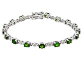 Chrome Diopside Rhodium Over Sterling Silver Tennis Bracelet 5.04ctw
