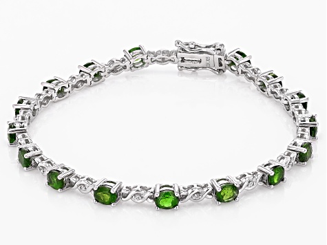 Chrome Diopside Rhodium Over Sterling Silver Tennis Bracelet 5.04ctw
