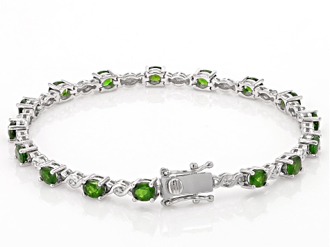 Chrome Diopside Rhodium Over Sterling Silver Tennis Bracelet 5.04ctw