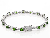 Chrome Diopside Rhodium Over Sterling Silver Tennis Bracelet 5.04ctw