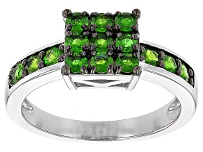 Chrome Diopside Rhodium Over Sterling Silver Ring 0.90ctw