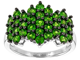 Green Chrome Diopside Rhodium Over Sterling Silver Ring 2.05ctw