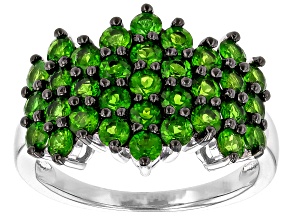 Green Chrome Diopside Rhodium Over Sterling Silver Ring 2.05ctw