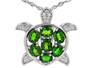 Green Chrome Diopside Rhodium Over Sterling Silver Pendant with Chain 2.28ctw