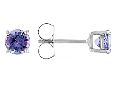 Tanzanite Rhodium Over 10k White Gold Stud Earrings 1.12ctw