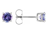 Tanzanite Rhodium Over 10k White Gold Stud Earrings 1.12ctw