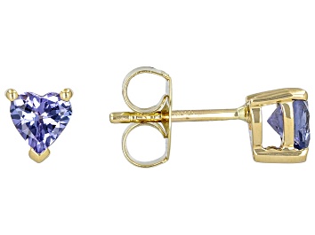 Picture of Blue Tanzanite 10k Yellow Gold Stud Earrings 0.63ctw