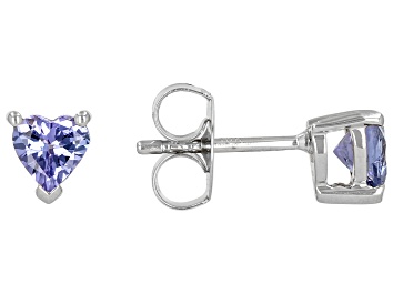 Picture of Blue Tanzanite Rhodium Over 10k White Gold Stud Earrings 0.63ctw