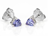 Blue Tanzanite Rhodium Over 10k White Gold Stud Earrings 0.63ctw
