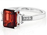 Red Labradorite Rhodium Over Sterling Silver Ring 2.12ctw