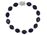 Blue Sapphire Rhodium Over Sterling Silver Bracelet 24.00ctw