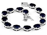 Blue Sapphire Rhodium Over Sterling Silver Bracelet 24.00ctw