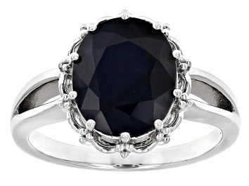 Picture of Blue Sapphire Rhodium Over Sterling Silver Ring 3.50ct