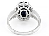 Blue Sapphire Rhodium Over Sterling Silver Ring 3.50ct