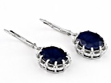 Blue Sapphire Rhodium Over Sterling Silver Earrings 6.10ctw