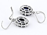 Blue Sapphire Rhodium Over Sterling Silver Earrings 6.10ctw