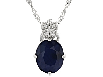 Picture of Blue Sapphire Rhodium Over Sterling Silver Pendant with Chain 3.52ctw