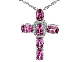 Blush Garnet Rhodium Over Sterling Silver Pendant with Chain 2.97ctw