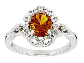 Picture of Orange Madeira Citrine Rhodium Over Sterling Silver Ring 0.99ctw