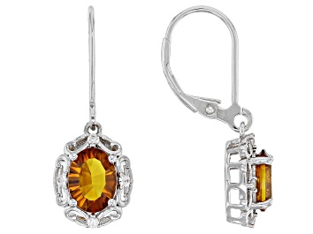 Picture of Concave Madeira Citrine Rhodium Over Sterling Silver Earrings 1.89ctw