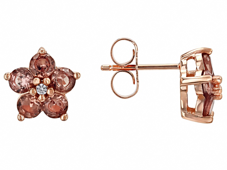 Color Change Garnet With White Zircon 18k Rose Gold Over Sterling Silver Earrings 1.89ctw