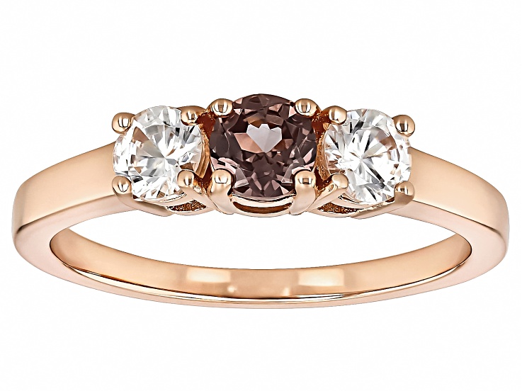 Color Change Garnet With White Zircon 18k Rose Gold Over Sterling Silver Ring 1.12ctw