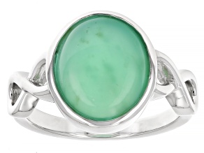 Green Ethiopian Opal Rhodium Over Silver Solitaire Ring 2.79ct