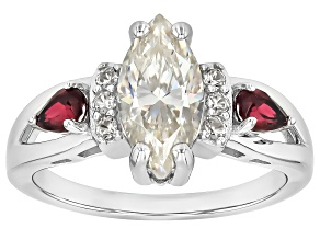 White Lab Created Strontium Titanate Rhodium Over Sterling Silver Ring 2.78ctw