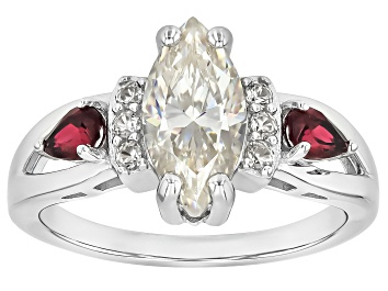 Picture of White Lab Created Strontium Titanate Rhodium Over Sterling Silver Ring 2.78ctw