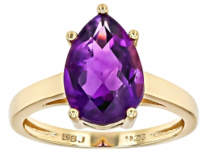 African Amethyst 18k Yellow Gold Over Sterling Silver Ring 3.30ct