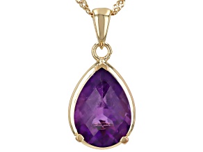 African Amethyst 18k Yellow Gold Over Sterling Silver Pendant With Chain 3.89ct